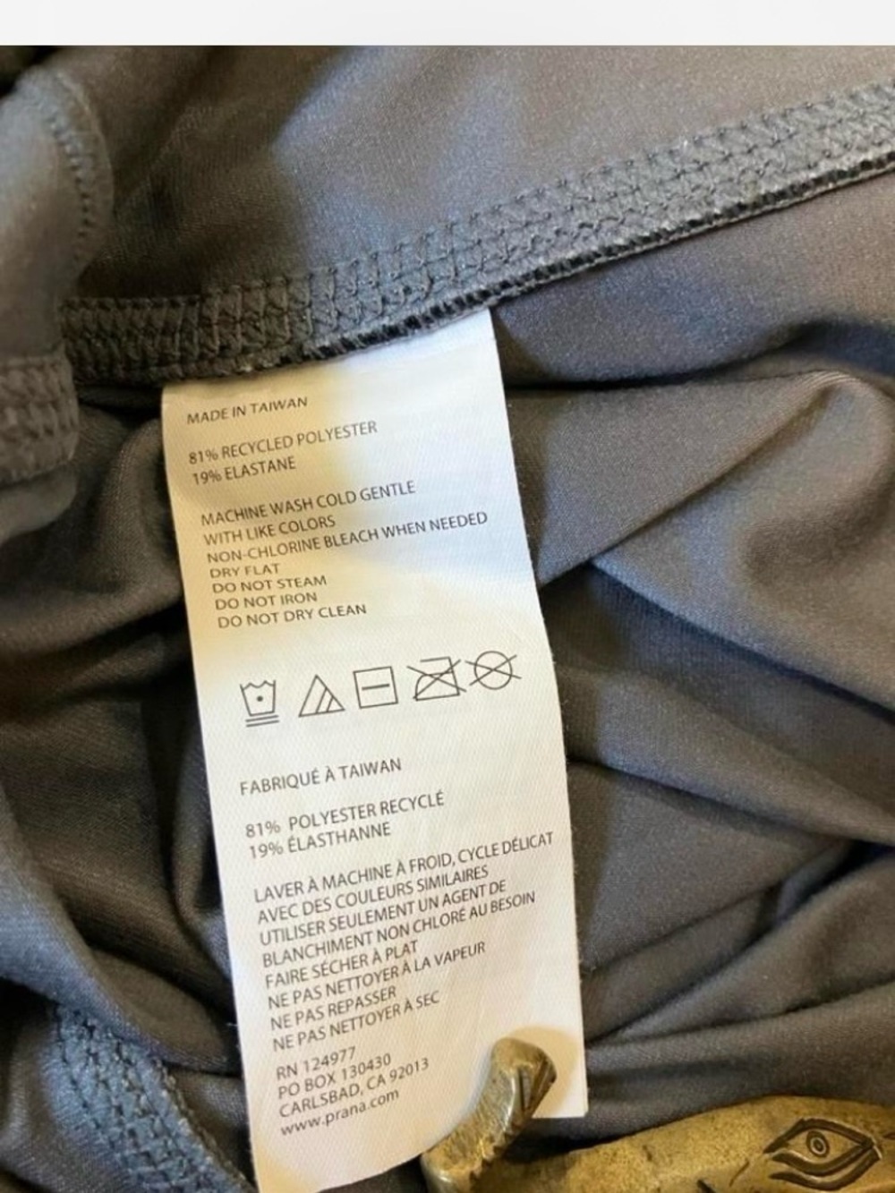 Prana Gray Leggings with Floral Details Women’s Size Small - Picture 5 of 5